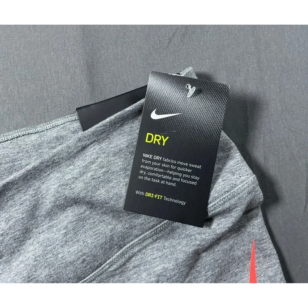 Nike Dri-FIT Gray Orange Swoosh Cropped Leggings Womens XL New With Tags